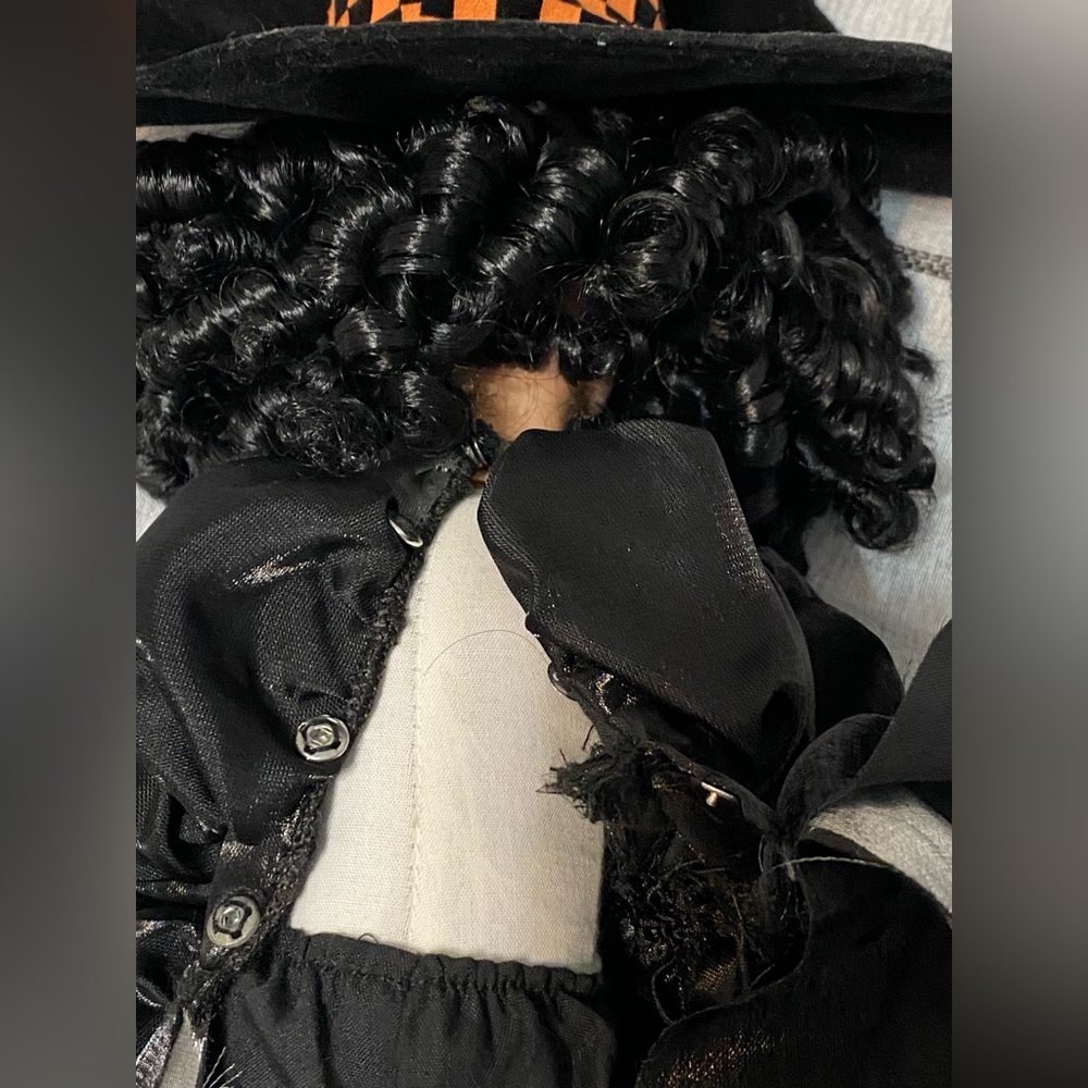 Witch Doll with Broom and Black Hat Halloween - Picture 5 of 13